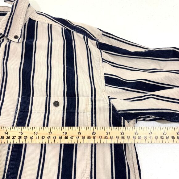 VTG 90s Northwest Territory Mens M Striped Navy Corduroy Button Up Shirt Dad Y2K - Picture 7 of 9